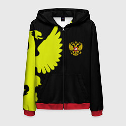 Толстовка 3D на молнии мужская Герб РФ орёл, цвет: 3D-красный