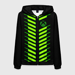 Толстовка 3D на молнии мужская Xbox green line, цвет: 3D-черный