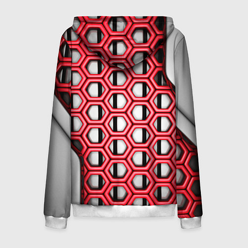 Мужская толстовка на молнии Россия герб сетка метала / 3D-Белый – фото 2