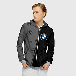 Толстовка 3D на молнии мужская Bmw performance Темный, цвет: 3D-меланж — фото 2