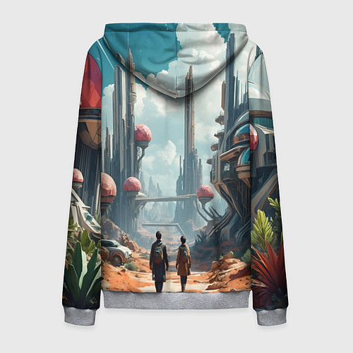 Мужская толстовка на молнии Планета фантастика / 3D-Меланж – фото 2