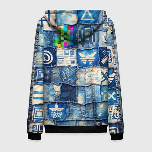 Мужская толстовка на молнии Пэчворк с игровыми значками / 3D-Черный – фото 2