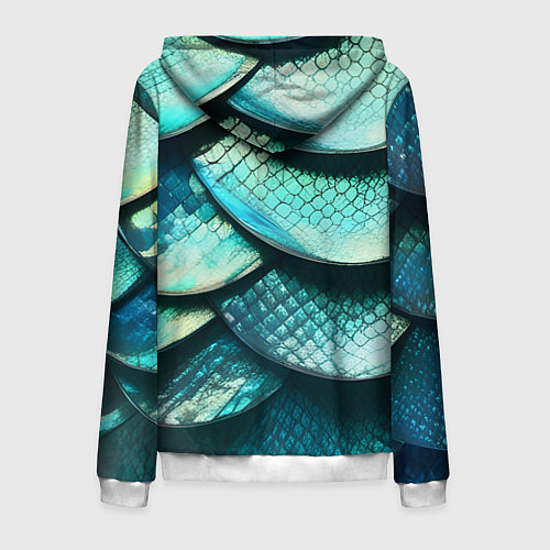 Мужская толстовка на молнии Чешуя крупной рыбы / 3D-Белый – фото 2