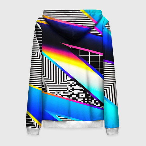 Мужская толстовка на молнии Neon stripes geometry / 3D-Белый – фото 2