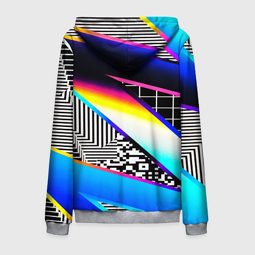 Мужская толстовка на молнии Neon stripes geometry / 3D-Меланж – фото 2