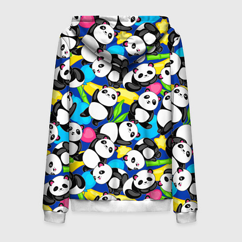 Мужская толстовка на молнии Панды цветной паттерн / 3D-Белый – фото 2