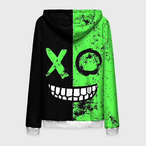Мужская толстовка на молнии Кислотный злобный смайлик / 3D-Белый – фото 2