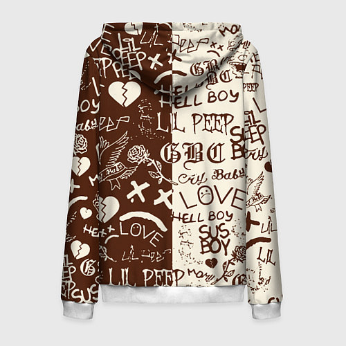 Мужская толстовка на молнии Lil peep retro pattern / 3D-Белый – фото 2