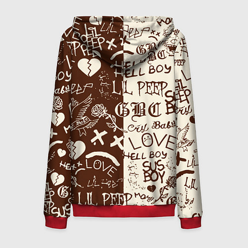 Мужская толстовка на молнии Lil peep retro pattern / 3D-Красный – фото 2