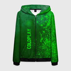 Толстовка 3D на молнии мужская Coldplay - green gradient по-вертикали, цвет: 3D-черный