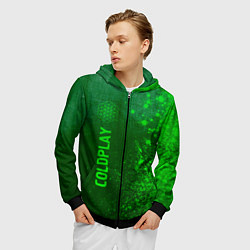 Толстовка 3D на молнии мужская Coldplay - green gradient по-вертикали, цвет: 3D-черный — фото 2