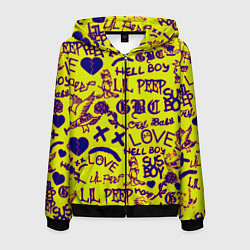 Толстовка 3D на молнии мужская Lil peep rap pattern, цвет: 3D-черный