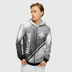 Толстовка 3D на молнии мужская Manowar - grey gradient вертикально, цвет: 3D-черный — фото 2