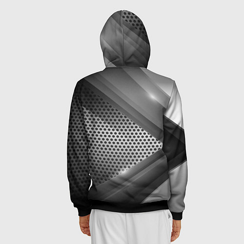 Мужская толстовка на молнии Honda metal motors / 3D-Черный – фото 4