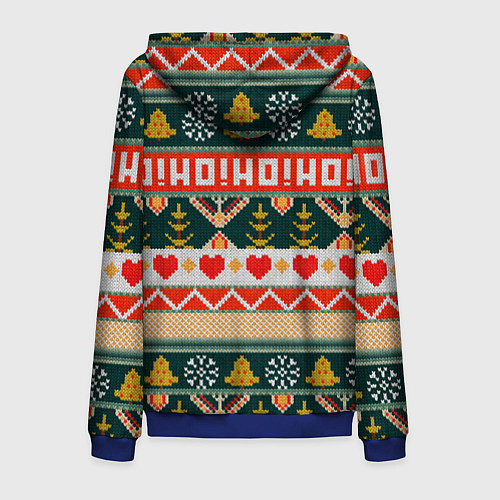 Мужская толстовка на молнии Новогодняя вязанная текстура ho-ho / 3D-Синий – фото 2