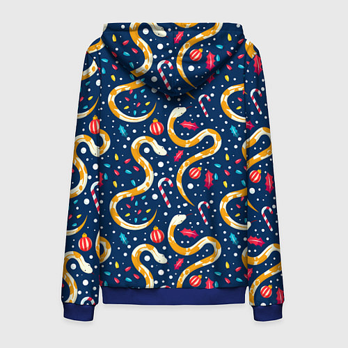 Мужская толстовка на молнии Новогодний паттерн символ года 2025 / 3D-Синий – фото 2