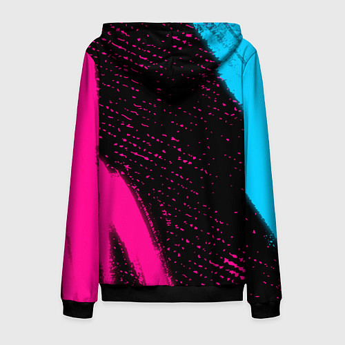 Мужская толстовка на молнии Stumble Guys - neon gradient вертикально / 3D-Черный – фото 2