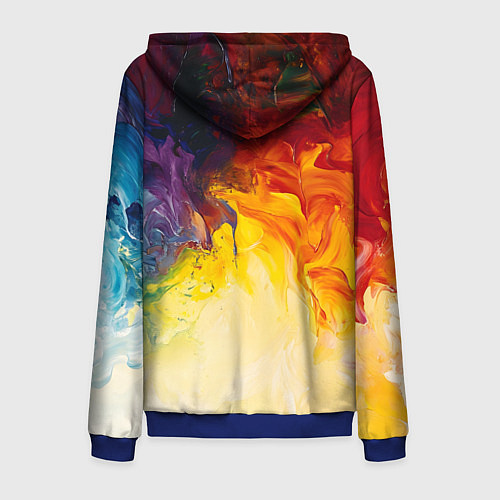 Мужская толстовка на молнии Подтеки масляных красок / 3D-Синий – фото 2