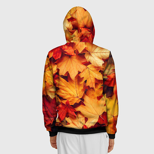 Мужская толстовка на молнии Осенние кленовые листья / 3D-Черный – фото 4