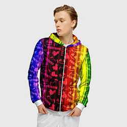 Толстовка 3D на молнии мужская Fortnite neon game, цвет: 3D-белый — фото 2