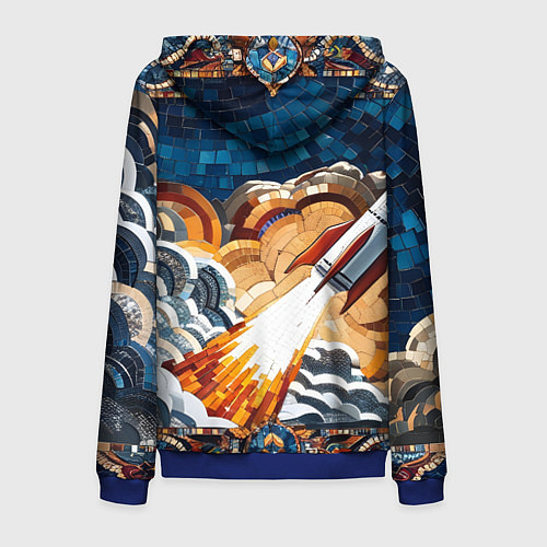 Мужская толстовка на молнии Мозаика ракета / 3D-Синий – фото 2