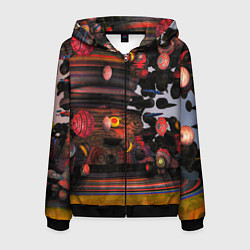 Толстовка 3D на молнии мужская Оптические фигуры абстракция, цвет: 3D-черный