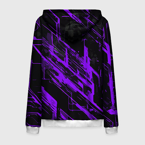 Мужская толстовка на молнии Purple stripes on a black background / 3D-Белый – фото 2