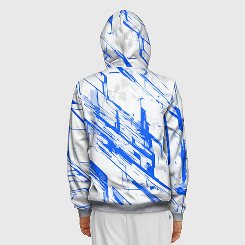 Мужская толстовка на молнии Синие полосы на белом фоне / 3D-Меланж – фото 4