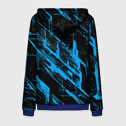 Мужская толстовка на молнии Blue stripes on a black background / 3D-Синий – фото 2