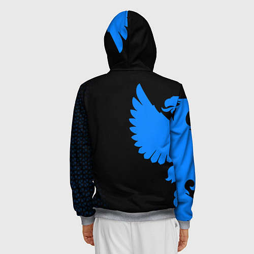 Мужская толстовка на молнии Герб РФ синий / 3D-Меланж – фото 4