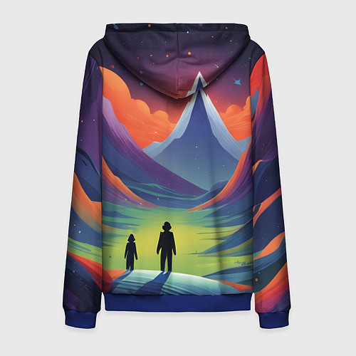 Мужская толстовка на молнии Фантастический красочный пейзаж / 3D-Синий – фото 2