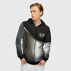 Толстовка 3D на молнии мужская Honda metal car, цвет: 3D-черный — фото 2