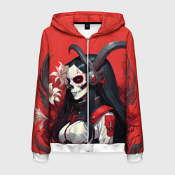 Толстовка 3D на молнии мужская Девушка с макияжем калавера, цвет: 3D-белый