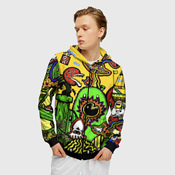 Толстовка 3D на молнии мужская Mario краски текстура, цвет: 3D-черный — фото 2