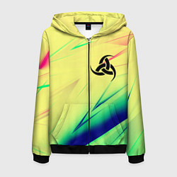 Толстовка 3D на молнии мужская Славянская символики лого, цвет: 3D-черный