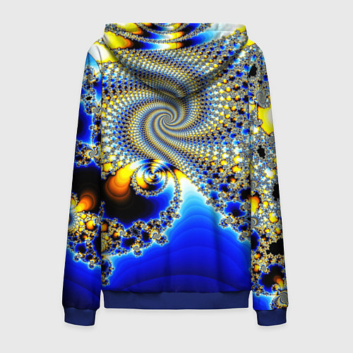 Мужская толстовка на молнии Фрактальный психоделики узор / 3D-Синий – фото 2
