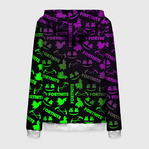 Мужская толстовка на молнии Fortnite кислота неоновая / 3D-Белый – фото 2