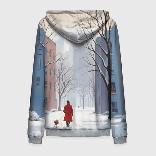 Мужская толстовка на молнии Прогулка зима / 3D-Меланж – фото 2