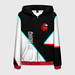 Толстовка 3D на молнии мужская Among us geometry steel glitch, цвет: 3D-красный