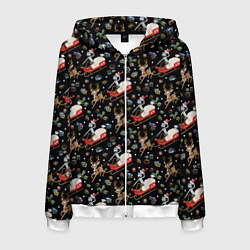 Толстовка 3D на молнии мужская Рик и Морти сани с оленем - Christmas, цвет: 3D-белый