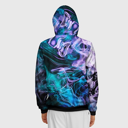 Мужская толстовка на молнии Цветной дым текстура / 3D-Черный – фото 4