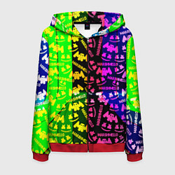 Толстовка 3D на молнии мужская Marshmello pattern neon steel, цвет: 3D-красный