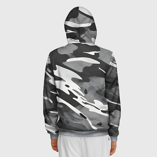 Мужская толстовка на молнии Черно белый камуфляж / 3D-Меланж – фото 4