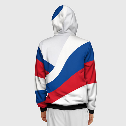 Мужская толстовка на молнии Флаг России, паттерн / 3D-Черный – фото 4