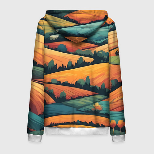 Мужская толстовка на молнии Поля луга / 3D-Белый – фото 2