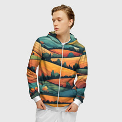 Толстовка 3D на молнии мужская Поля луга, цвет: 3D-белый — фото 2