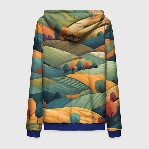 Мужская толстовка на молнии Луга поля / 3D-Синий – фото 2