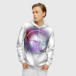 Толстовка 3D на молнии мужская Абстракция - круг, цвет: 3D-белый — фото 2