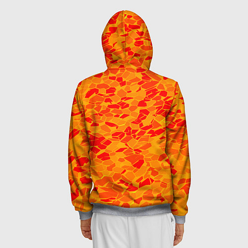 Мужская толстовка на молнии Красные плитки на жёлтом фоне / 3D-Меланж – фото 4