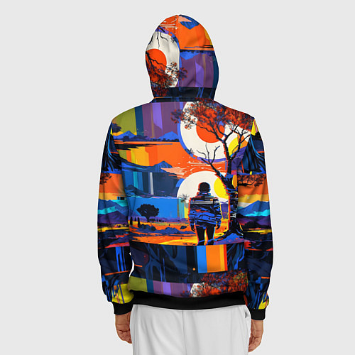 Мужская толстовка на молнии Ночная прогулка абстракция / 3D-Черный – фото 4